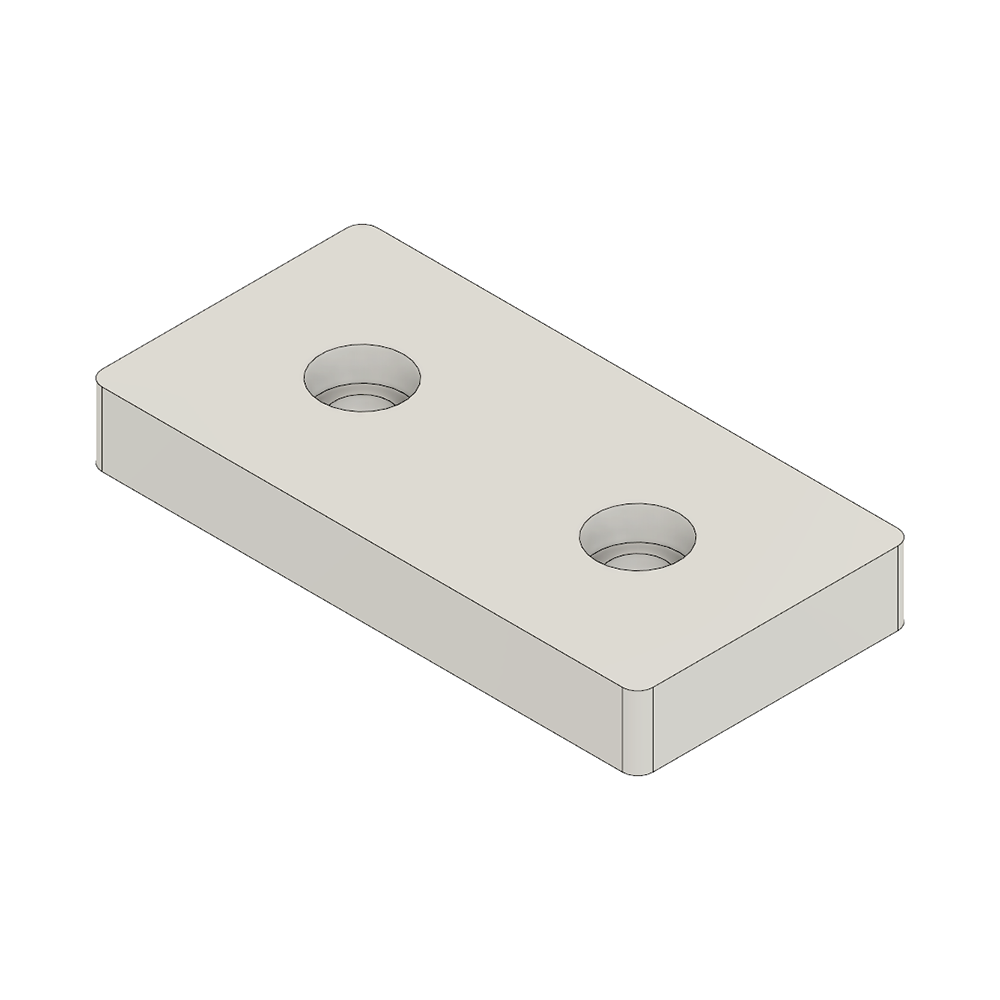 32-4590W-1 MODULAR SOLUTIONS FOOT & CASTER CONNECTING PLATE<BR>45MM X 90MM FLAT NO HOLES W/HARDWARE